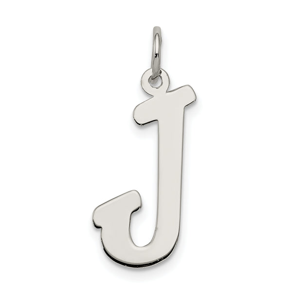 Quilate en quilates Plata esterlina rodiada Letra J Inicial Charm (21 mm x 11 a 15 mm)