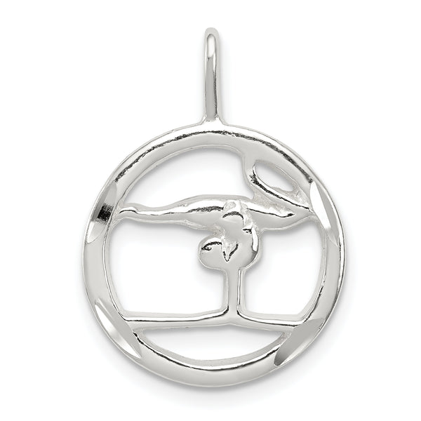 Carat in Karats Sterling Silver Polished Finish Gymnastics Charm Pendant (23mm x 16.5mm)