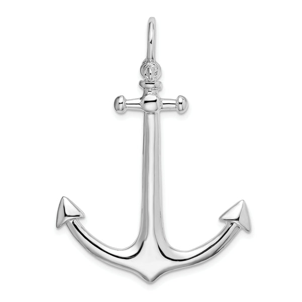 Carat in Karats Sterling Silver Polished Finish 3D Large Anchor Charm Pendant (44.94mm)