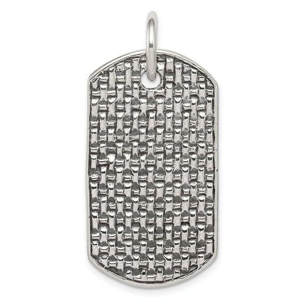 Carat in Karats Sterling Silver Polished Dog Tag Charm Pendant (1.69 Inch x 0.82 Inch)