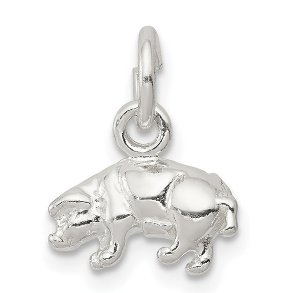 Carat in Karats Sterling Silver Pig Charm Pendant (10mm x 11mm)