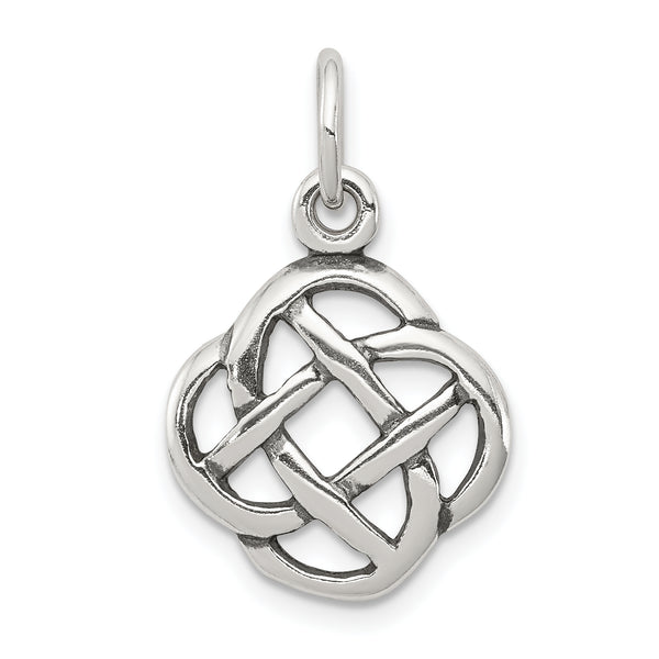 Carat in Karats Sterling Silver Antiqued Celtic Knot Charm Pendant (23mm x 15mm)