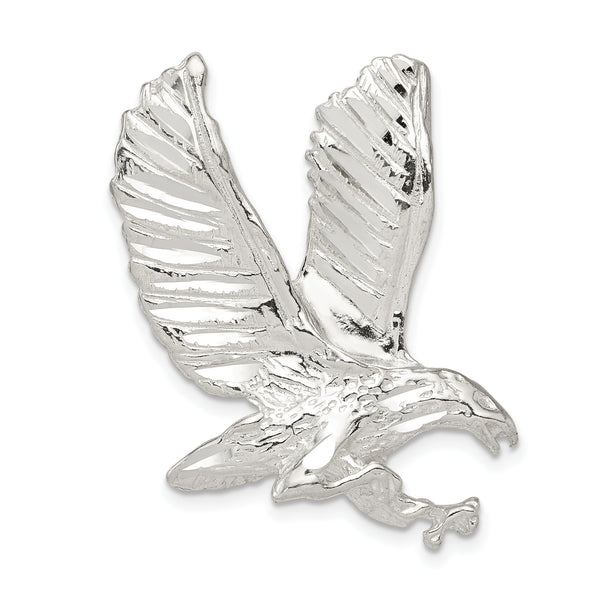 Carat in Karats Sterling Silver Eagle Charm Pendant (38mm x 25mm)