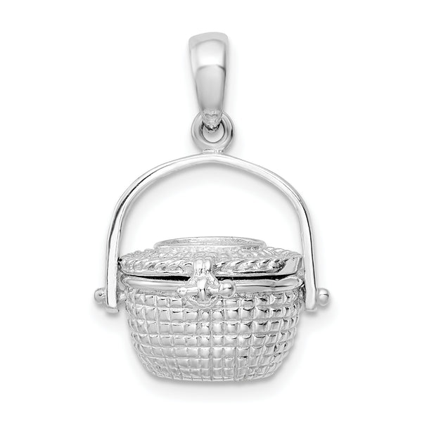 Carat in Karats Sterling Silver Polished Finish Polish 3D Moveable Large Nantucket Basket Charm Pendant (23.25mm)