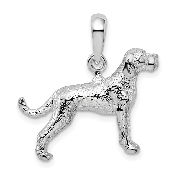 Carat in Karats Sterling Silver Textured 3D English Pointer Dog Charm Pendant (17.35 mm x 19.75 mm)