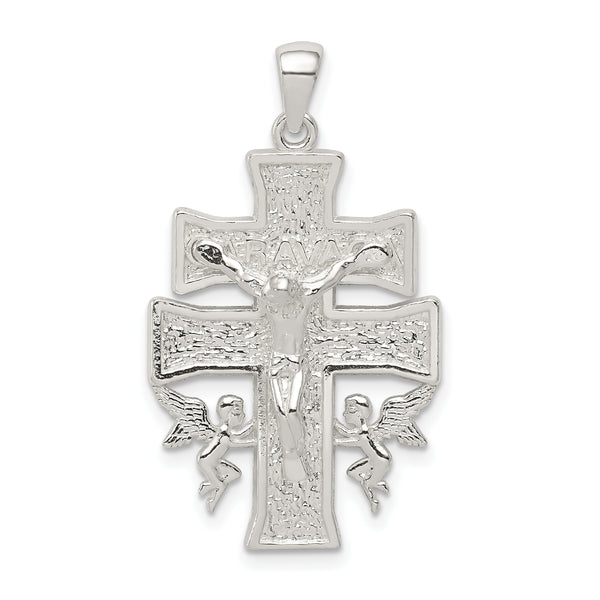 Carat in Karats Sterling Silver Polished Finish Mini Caravaca Crucifix Charm Pendant (26.4 mm x 18.85 mm)