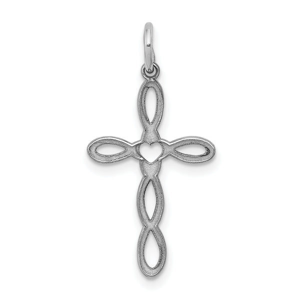 Sterling Silver Anti-Tarnish Treated Laser Designed Cross Pendant (0.91 Inches x Inches 0.51)