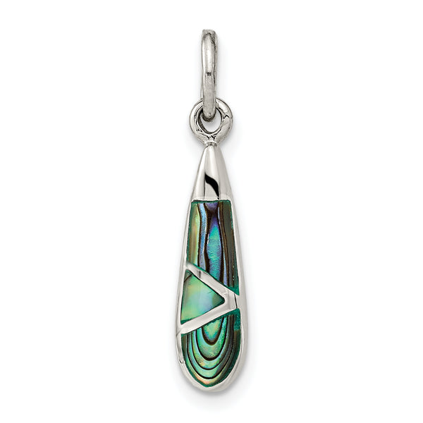 Carat in Karats Sterling Silver Polished Abalone Teardrop Charm Pendant (0.98 Inch x 0.19 Inch)