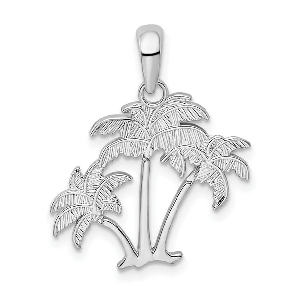 Carat in Karats Sterling Silver Polished Finish Palm Trees Charm Pendant (23.69mm)