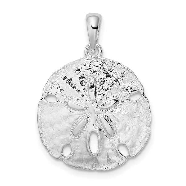 Carat in Karats Sterling Silver Polished Finish Large Sand Dollar Charm Pendant (26.03mm)