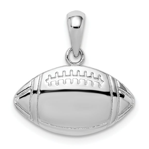 Carat in Karats Sterling Silver Polished Finish Football Charm Pendant (11.15 mm x 18 mm)