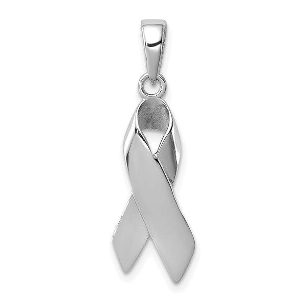 Carat in Karats Sterling Silver Polished Cancer Awareness Ribbon Charm Pendant (0.94 Inch x 0.35 Inch)