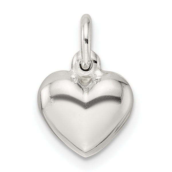 Carat in Karats Sterling Silver Polished Finish Puffed Heart Charm Pendant (16.33mm x 9.9mm)