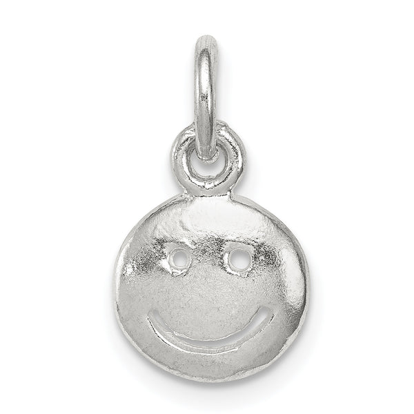 Carat in Karats Sterling Silver Polished Finish Smiley Face Charm Pendant (11mm x 10mm)