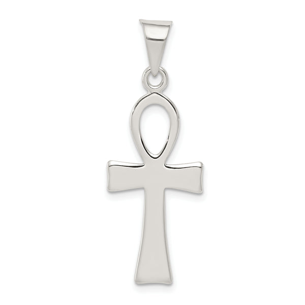 Carat in Karats Sterling Silver Polished Ankh Cross Charm Pendant (1.37 Inch x 0.51 Inch)