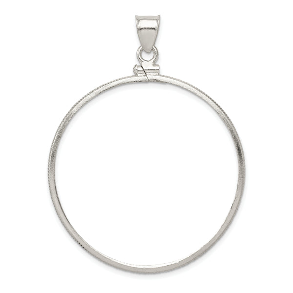 Carat in Karats Sterling Silver Polished 40.6 X 3.1mm Plain Coin Bezel Charm Pendant (1.59 Inch x 0.12 Inch)