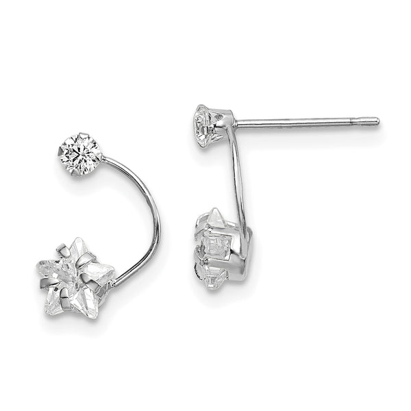 Carat in Karats 14K White Gold Cubic Zirconia (CZ) Dangle Post Earrings (13 mm x 5 mm)