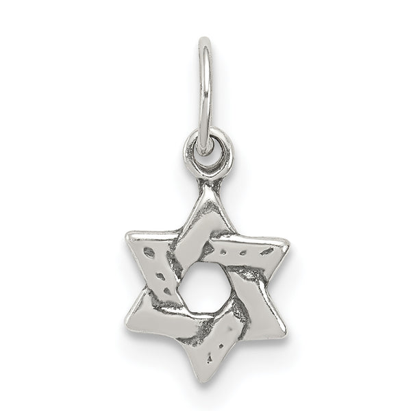 Carat in Karats Sterling Silver Polished Finish Small Star Of David Charm Pendant (10mm x 7mm)