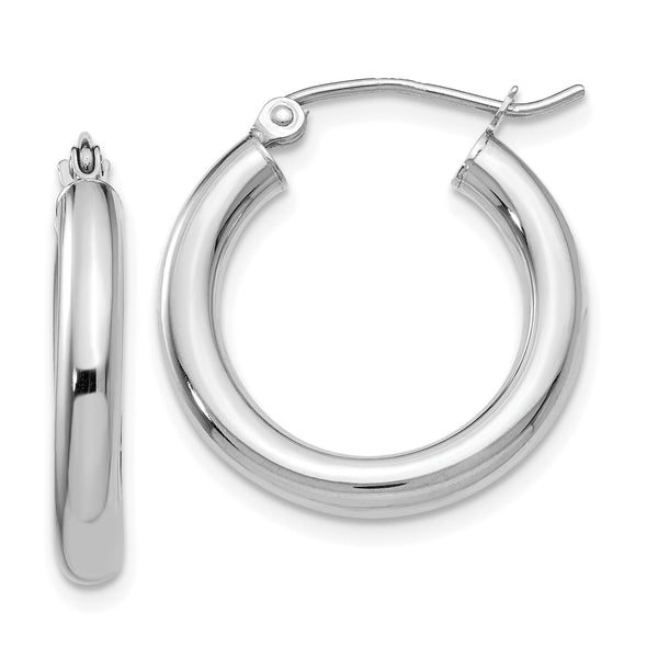 Carat in Karats 14K White Gold Polished Tube Hoop Earrings (20mm x (3mm Thickness)