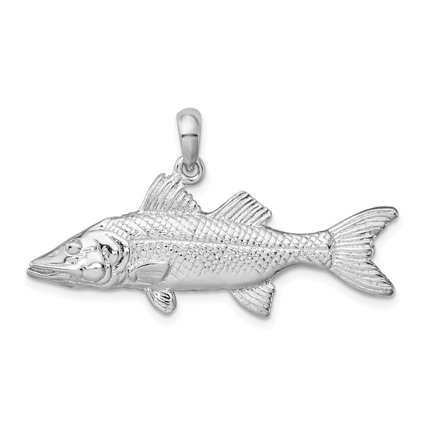 Quilate en quilates Plata de ley Acabado pulido 3D Snook Fish Charm Colgante (22 mm x 39 mm)