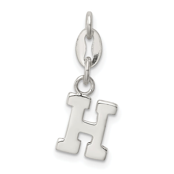 Carat in Karats Sterling Silver Letter H Initial Charm Pendant (16mm x 7mm)