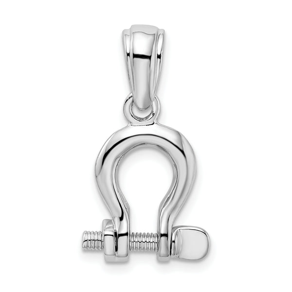 Carat in Karats Sterling Silver Polished Finish 3D Medium Shackle Link Charm Pendant (25.27mm)