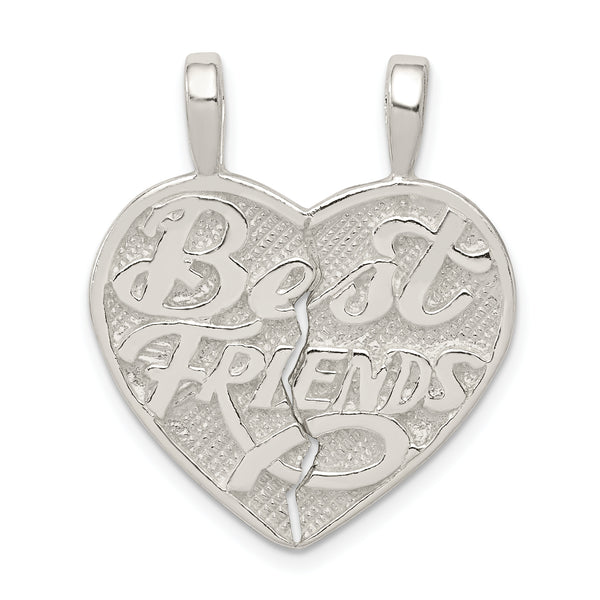 Quilates en quilates Plata de ley Pulido Best Friend 2 piezas Break Apart Heart Charm Pendant (1.06 pulgadas x 0.43 pulgadas)