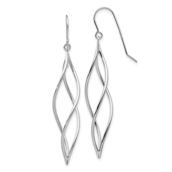 Carat in Karats 14K White Gold Polished Long Twisted Dangle Earrings (51mm x 10mm)