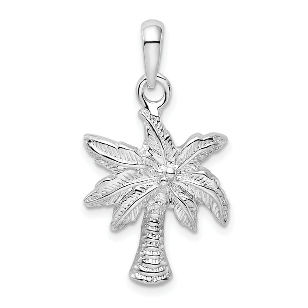 Carat in Karats Sterling Silver Polished Finish Palm Tree Charm Pendant (30.98mm)