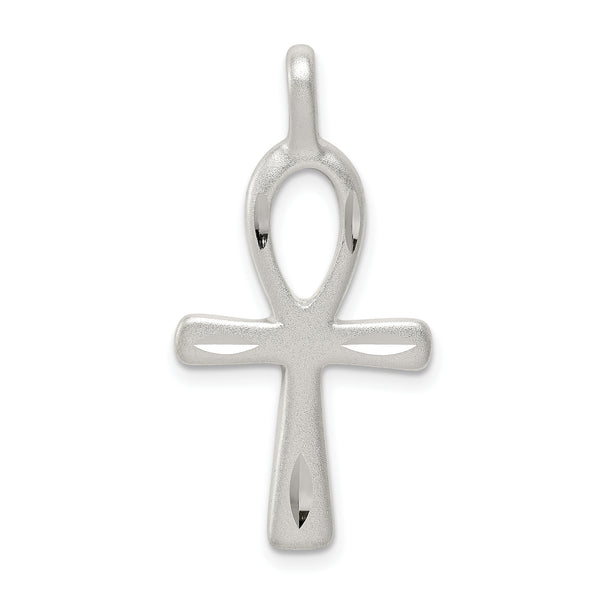 Carat in Karats Sterling Silver Polished Finish Ankh Cross Charm Pendant (34mm x 16mm)