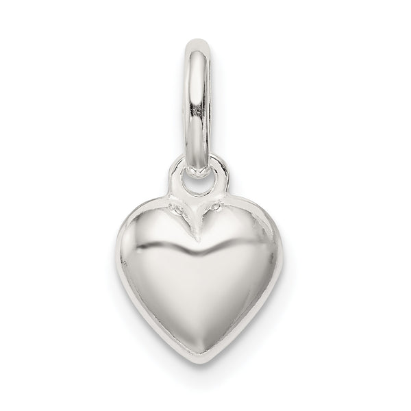 Carat in Karats Sterling Silver Polished Puff Heart Charm Pendant (8.25 mm)