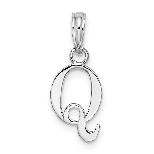 Carat in Karats Sterling Silver Polished Finish Block Initial Letter Q Charm Pendant