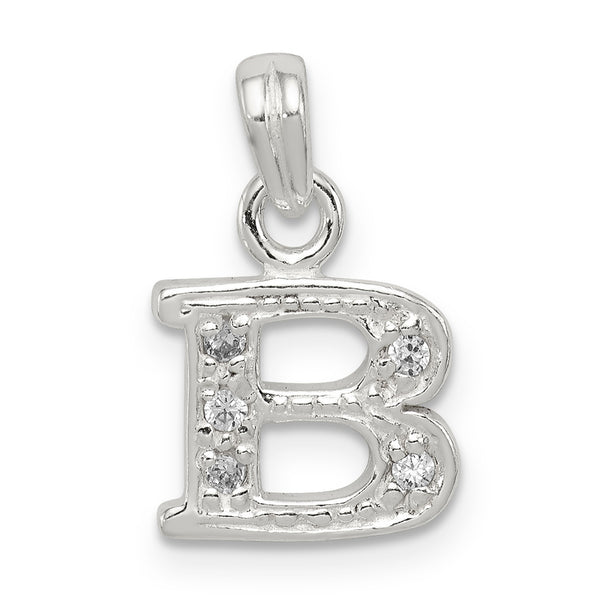 Carat in Karats Sterling Silver Cubic Zirconia Letter B Initial Charm Pendant (0.66 Inch x 0.43 Inch)