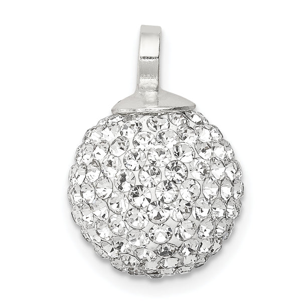 Carat in Karats Sterling Silver Polished Finish Stellux Crystal Ball Charm Pendant (19mm x 13mm)