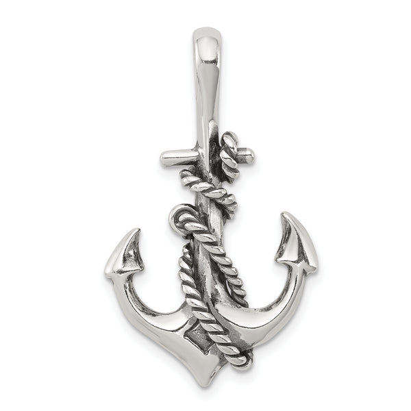 Carat in Karats Sterling Silver Antiqued Anchor and Rope Pendant (1.3 Inches x Inches 0.83)