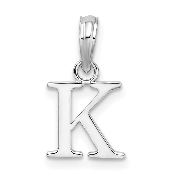 Carat in Karats Sterling Silver Polished Finish Block Initial Letter K Charm Pendant