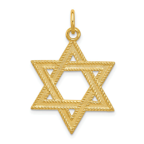 Carat in Karats Sterling Silver Polished Finish 24K Gold Star Of David Charm Pendant (29mm x 22mm)