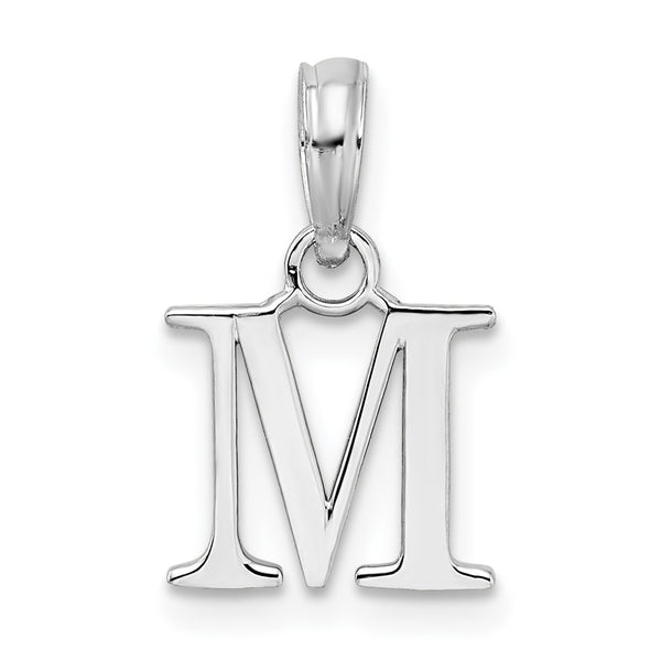 Carat in Karats Sterling Silver Polished Finish Block Initial Letter M Charm Pendant