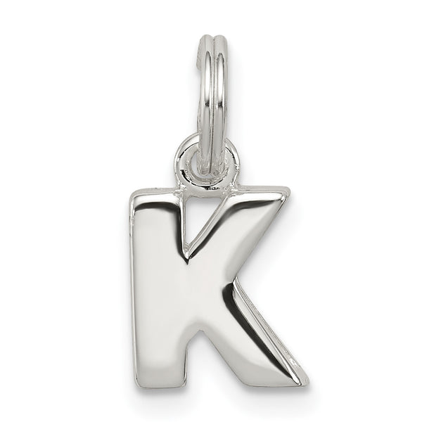 Carat in Karats Sterling Silver Letter K Initial Charm Pendant