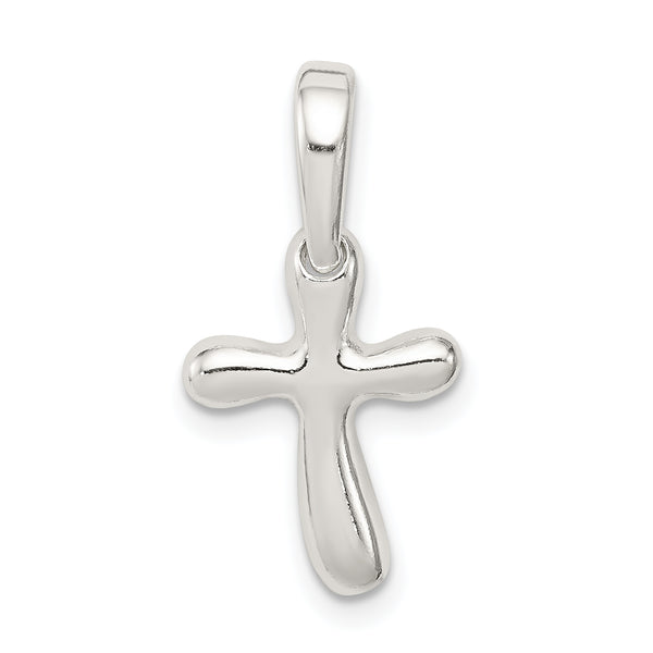 Carat in Karats Sterling Silver Polished Tiny Freeform Cross Charm Pendant (0.9 Inch x 0.47 Inch)