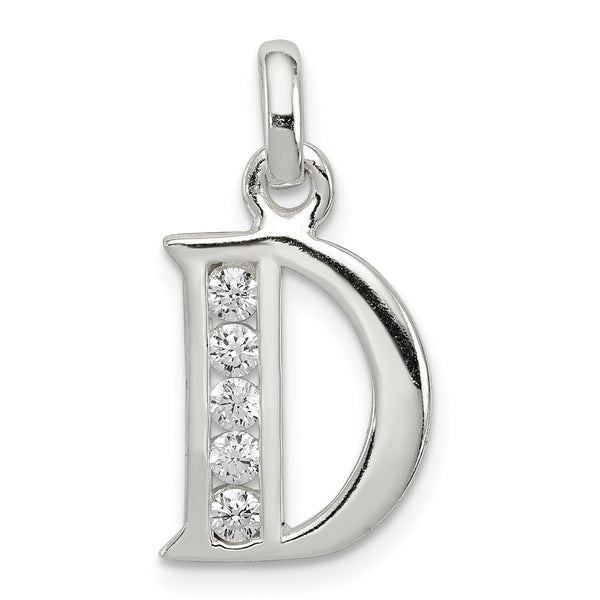 Quilate en quilates Plata esterlina CZ Letra D Inicial Charm Colgante (21mm x 11mm)