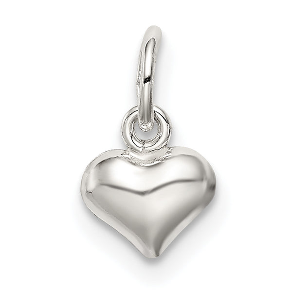 Quilate en quilates de plata de ley con acabado pulido Puff Heart Charm Pendant (5,8 mm)