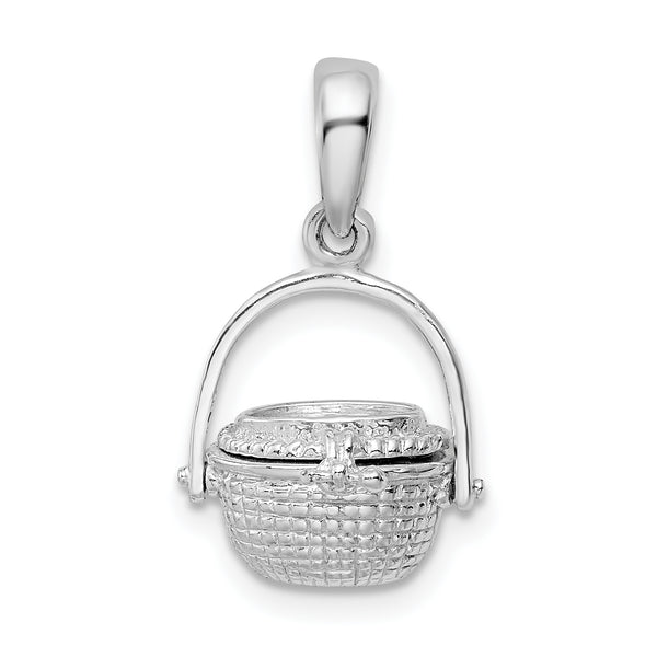 Carat in Karats Sterling Silver Polished 3D Moveable Nantucket Basket Charm Pendant (0.81 Inch)