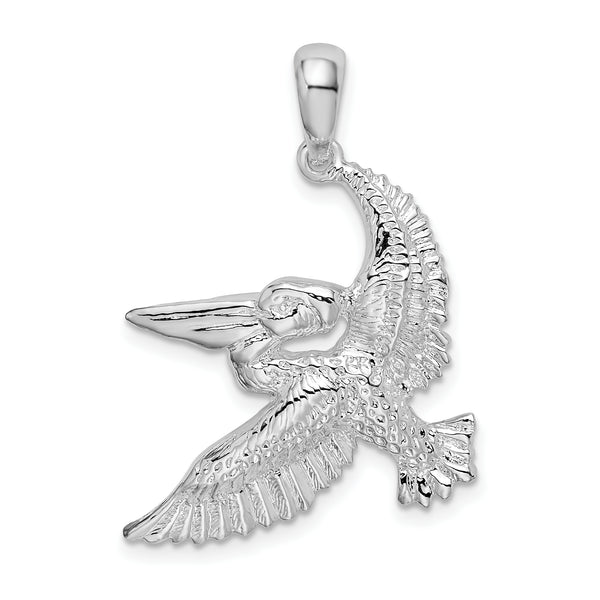 Carat in Karats Sterling Silver Polished Finish Flying Pelican Charm Pendant (23.75 mm x 20.1 mm)