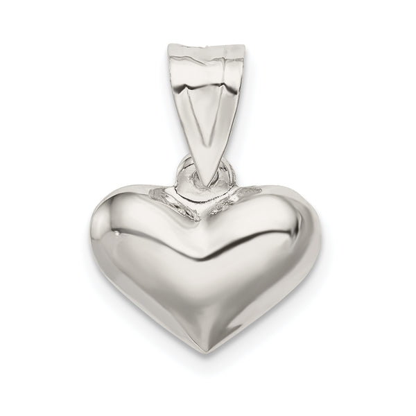 Carat in Karats Sterling Silver Polished Puffed Heart Charm Pendant (0.62 Inch x 0.51 Inch)