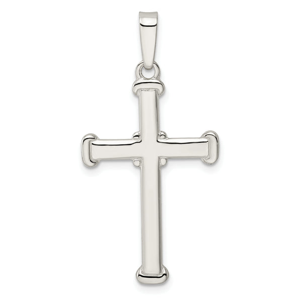 Carat in Karats Sterling Silver Polished Cross Charm Pendant (1.54 Inch x 0.78 Inch)