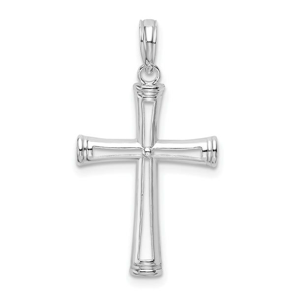 Carat in Karats Sterling Silver Polished Finish Tapered Center Cross Charm Pendant (22.8 mm x 16.4 mm)