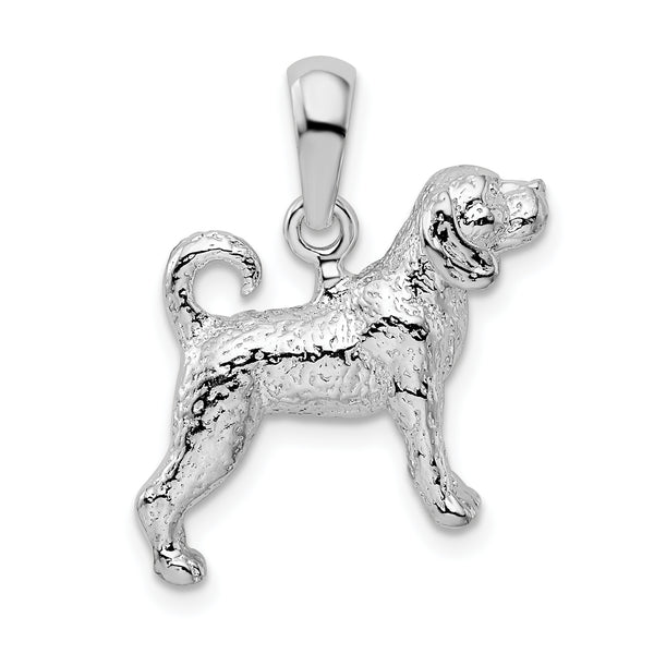 Carat in Karats Sterling Silver Textured 3D Beagle Charm Pendant (16.2 mm x 13 mm)