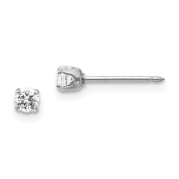 Carat in Karats 14K White Gold Created Cubic Zirconia (CZ) Stud Post Earrings (3 mm x 3 mm)