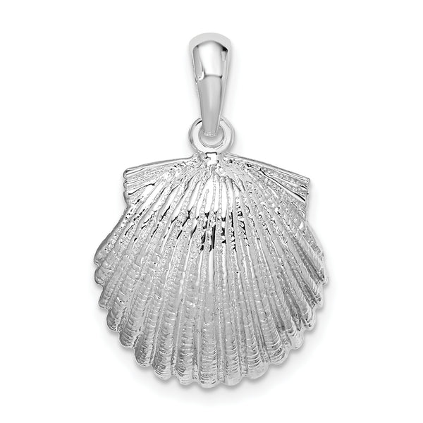 Carat in Karats Sterling Silver Polished Finish Scallop Shell Charm Pendant (25.85mm)